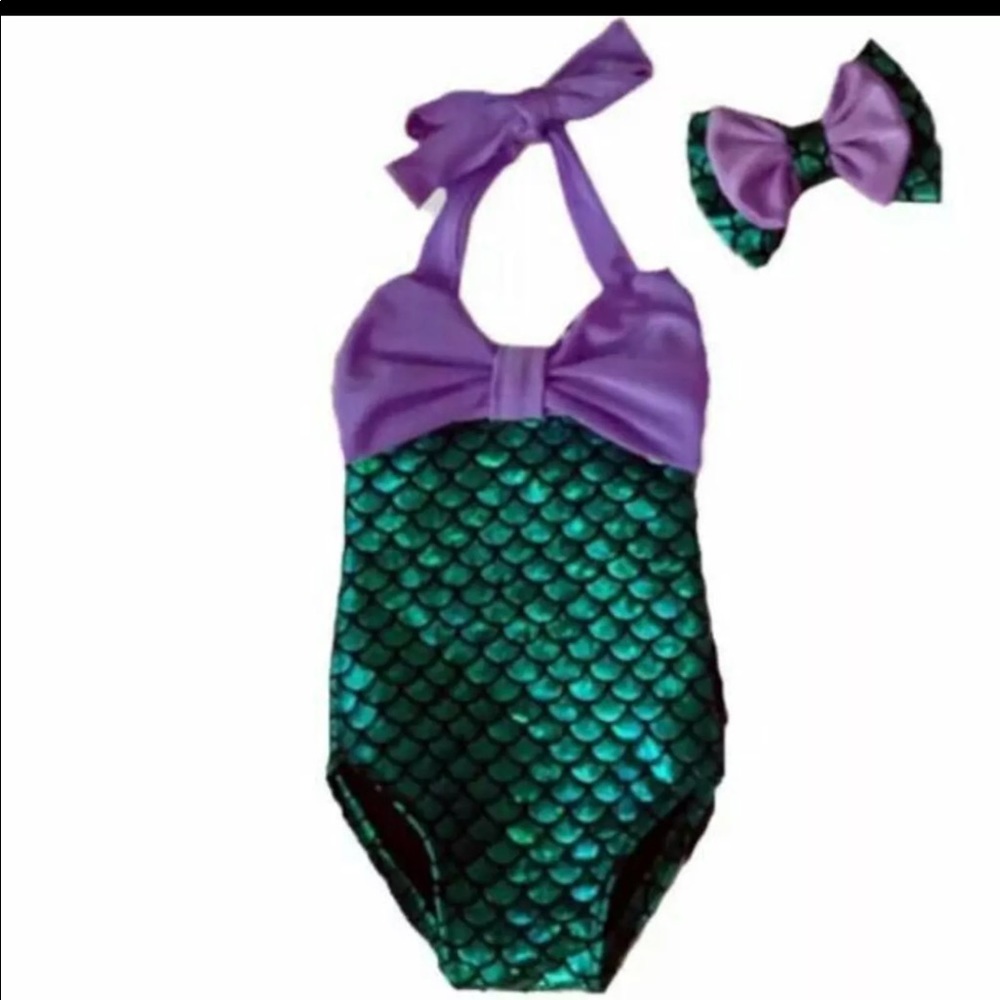 Little mermaid bathing suit with headband